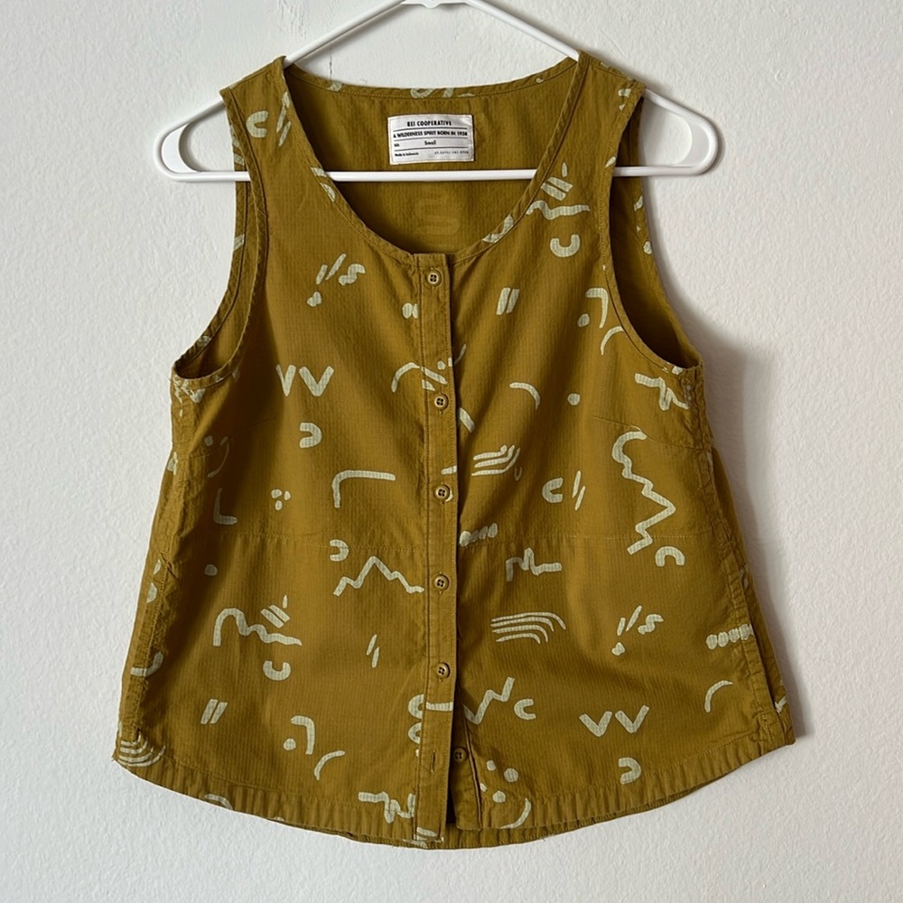 REI Mustard Button-Down Tank Top